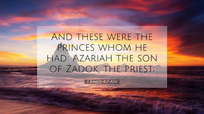 Picture 07 - 1 Kings 4:2 ASV Desktop Wallpaper - And these were the princes whom he had: Azariah - Desktop Bible Verse Wallpaper