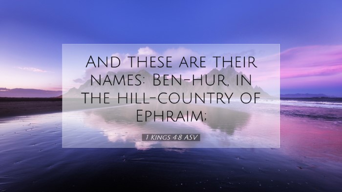 Picture 07 - 1 Kings 4:8 ASV Desktop Wallpaper - And these are their names: Ben-hur, in the - Desktop Bible Verse Wallpaper