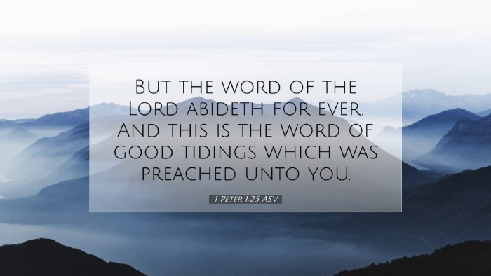 Picture 07 - 1 Peter 1:25 ASV Desktop Wallpaper - But the word of the Lord abideth for ever. And - Desktop Bible Verse Wallpaper