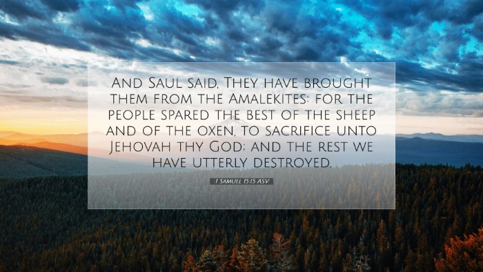 Picture 07 - 1 Samuel 15:15 ASV Desktop Wallpaper - And Saul said, They have brought them from the - Desktop Bible Verse Wallpaper