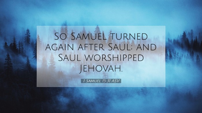 Picture 07 - 1 Samuel 15:31 ASV Desktop Wallpaper - So Samuel turned again after Saul; and Saul - Desktop Bible Verse Wallpaper