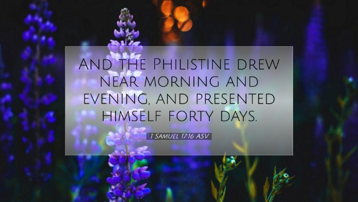 Picture 07 - 1 Samuel 17:16 ASV Desktop Wallpaper - And the Philistine drew near morning and evening, - Desktop Bible Verse Wallpaper