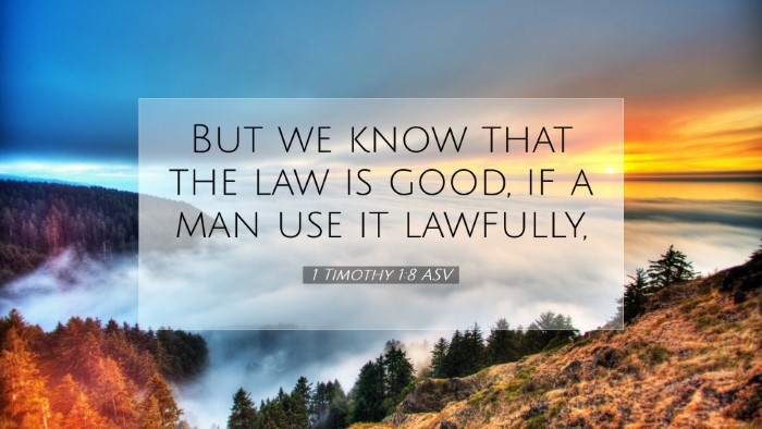 Picture 07 - 1 Timothy 1:8 ASV Desktop Wallpaper - But we know that the law is good, if a man use it - Desktop Bible Verse Wallpaper