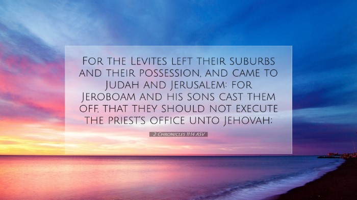Picture 07 - 2 Chronicles 11:14 ASV Desktop Wallpaper - For the Levites left their suburbs and their - Desktop Bible Verse Wallpaper