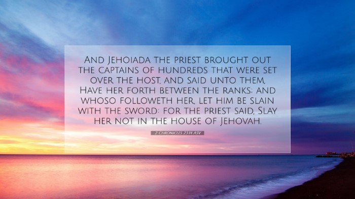 Picture 07 - 2 Chronicles 23:14 ASV Desktop Wallpaper - And Jehoiada the priest brought out the captains - Desktop Bible Verse Wallpaper