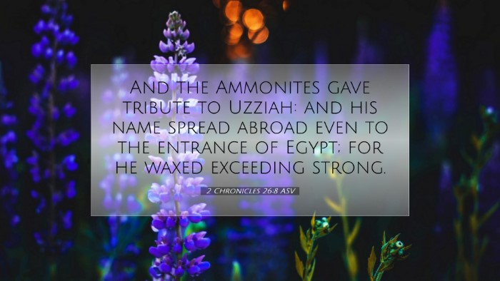 Picture 07 - 2 Chronicles 26:8 ASV Desktop Wallpaper - And the Ammonites gave tribute to Uzziah: and his - Desktop Bible Verse Wallpaper