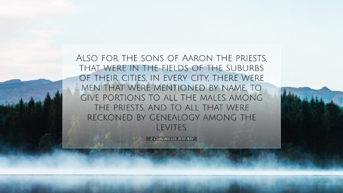 Picture 07 - 2 Chronicles 31:19 ASV Desktop Wallpaper - Also for the sons of Aaron the priests, that were - Desktop Bible Verse Wallpaper