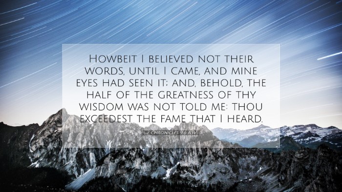 Picture 07 - 2 Chronicles 9:6 ASV Desktop Wallpaper - Howbeit I believed not their words, until I came, - Desktop Bible Verse Wallpaper