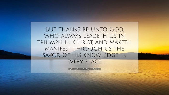 Picture 07 - 2 Corinthians 2:14 ASV Desktop Wallpaper - But thanks be unto God, who always leadeth us in - Desktop Bible Verse Wallpaper