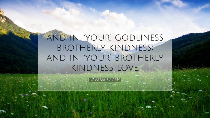Picture 07 - 2 Peter 1:7 ASV Desktop Wallpaper - and in `your' godliness brotherly kindness; and - Desktop Bible Verse Wallpaper