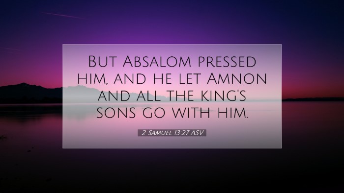 Picture 07 - 2 Samuel 13:27 ASV Desktop Wallpaper - But Absalom pressed him, and he let Amnon and all - Desktop Bible Verse Wallpaper