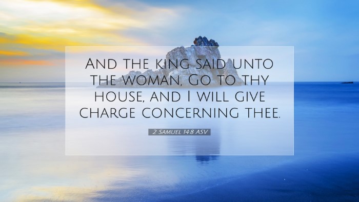 Picture 07 - 2 Samuel 14:8 ASV Desktop Wallpaper - And the king said unto the woman, Go to thy - Desktop Bible Verse Wallpaper