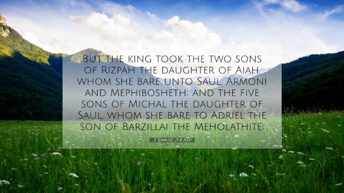 Picture 07 - 2 Samuel 21:8 ASV Desktop Wallpaper - But the king took the two sons of Rizpah the - Desktop Bible Verse Wallpaper