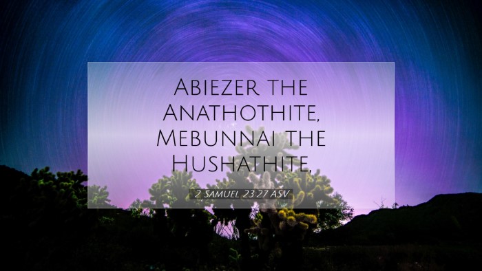 Picture 07 - 2 Samuel 23:27 ASV Desktop Wallpaper - Abiezer the Anathothite, Mebunnai the - Desktop Bible Verse Wallpaper