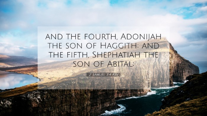 Picture 07 - 2 Samuel 3:4 ASV Desktop Wallpaper - and the fourth, Adonijah the son of Haggith; and - Desktop Bible Verse Wallpaper