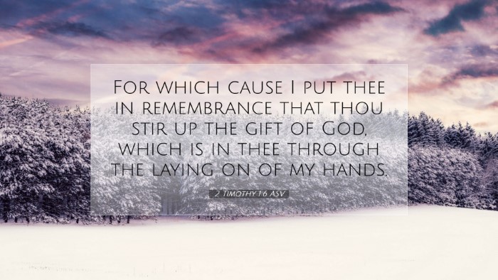 Picture 07 - 2 Timothy 1:6 ASV Desktop Wallpaper - For which cause I put thee in remembrance that - Desktop Bible Verse Wallpaper