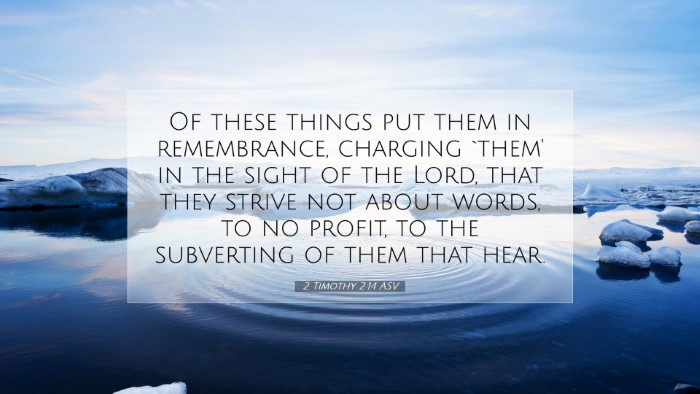 Picture 07 - 2 Timothy 2:14 ASV Desktop Wallpaper - Of these things put them in remembrance, charging - Desktop Bible Verse Wallpaper
