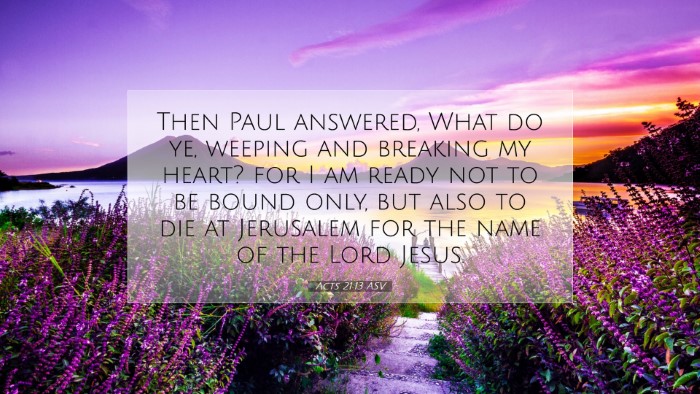 Picture 07 - Acts 21:13 ASV Desktop Wallpaper - Then Paul answered, What do ye, weeping and - Desktop Bible Verse Wallpaper