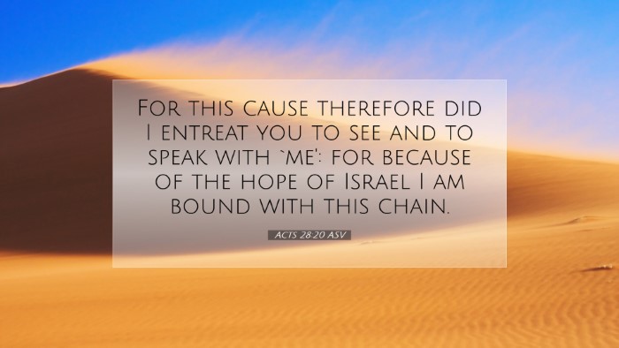 Picture 07 - Acts 28:20 ASV Desktop Wallpaper - For this cause therefore did I entreat you to see - Desktop Bible Verse Wallpaper