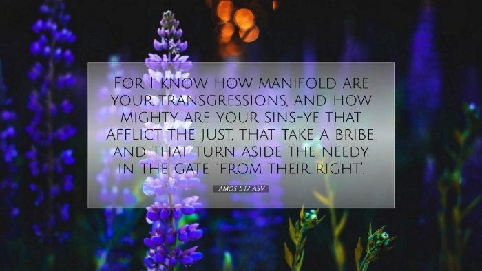 Picture 07 - Amos 5:12 ASV Desktop Wallpaper - For I know how manifold are your transgressions, - Desktop Bible Verse Wallpaper
