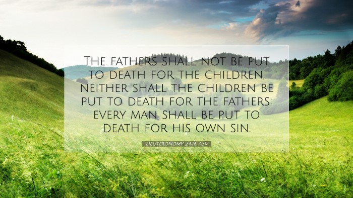 Picture 07 - Deuteronomy 24:16 ASV Desktop Wallpaper - The fathers shall not be put to death for the - Desktop Bible Verse Wallpaper