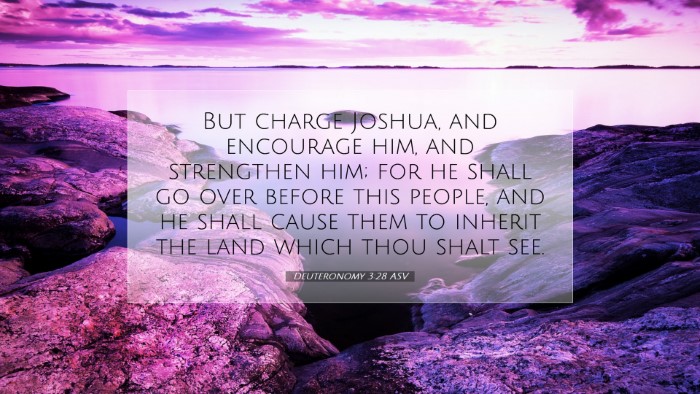 Picture 07 - Deuteronomy 3:28 ASV Desktop Wallpaper - But charge Joshua, and encourage him, and - Desktop Bible Verse Wallpaper
