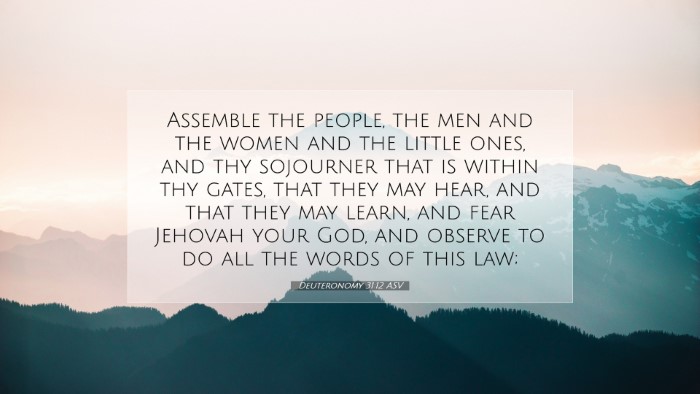 Picture 07 - Deuteronomy 31:12 ASV Desktop Wallpaper - Assemble the people, the men and the women and - Desktop Bible Verse Wallpaper