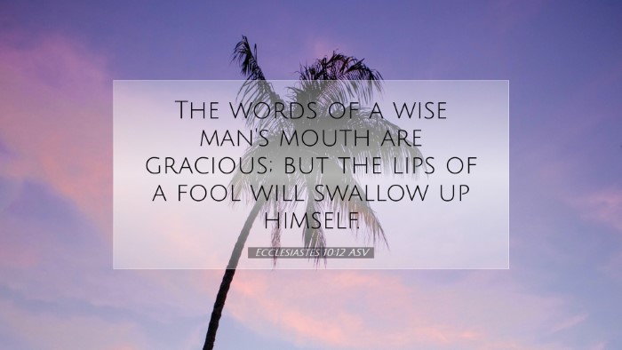 Picture 07 - Ecclesiastes 10:12 ASV Desktop Wallpaper - The words of a wise man's mouth are gracious; but - Desktop Bible Verse Wallpaper