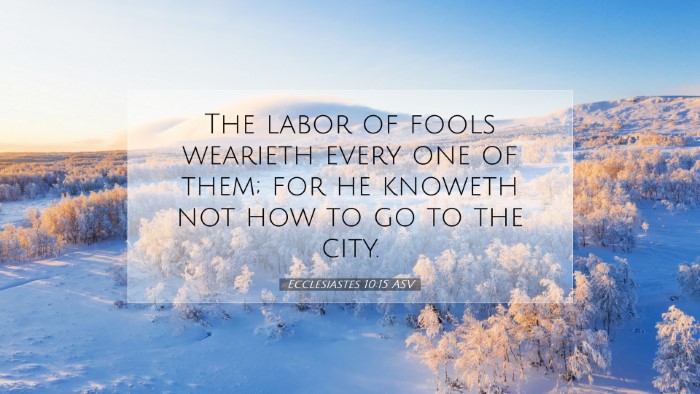 Picture 07 - Ecclesiastes 10:15 ASV Desktop Wallpaper - The labor of fools wearieth every one of them; - Desktop Bible Verse Wallpaper