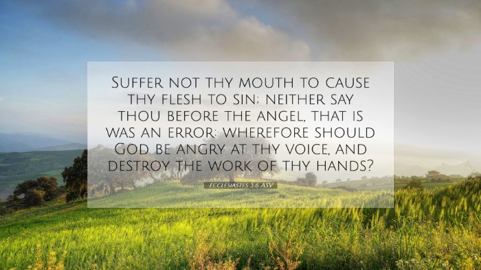 Picture 07 - Ecclesiastes 5:6 ASV Desktop Wallpaper - Suffer not thy mouth to cause thy flesh to sin; - Desktop Bible Verse Wallpaper