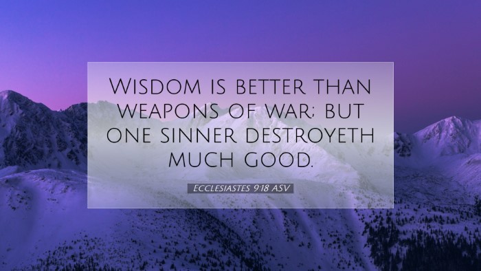 Picture 07 - Ecclesiastes 9:18 ASV Desktop Wallpaper - Wisdom is better than weapons of war; but one - Desktop Bible Verse Wallpaper