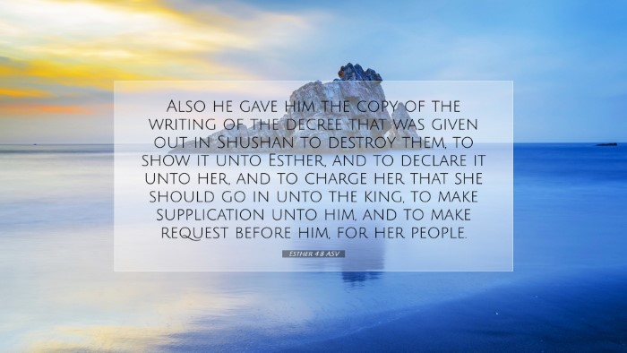 Picture 07 - Esther 4:8 ASV Desktop Wallpaper - Also he gave him the copy of the writing of the - Desktop Bible Verse Wallpaper