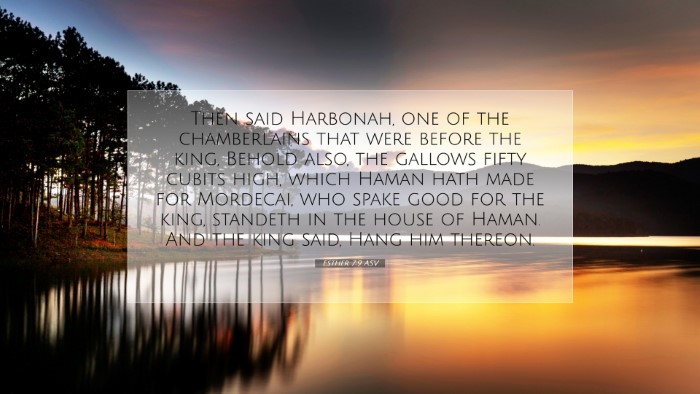 Picture 07 - Esther 7:9 ASV Desktop Wallpaper - Then said Harbonah, one of the chamberlains that - Desktop Bible Verse Wallpaper