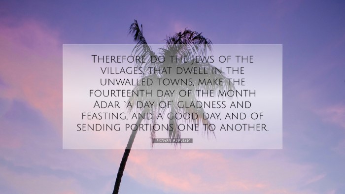 Picture 07 - Esther 9:19 ASV Desktop Wallpaper - Therefore do the Jews of the villages, that dwell - Desktop Bible Verse Wallpaper