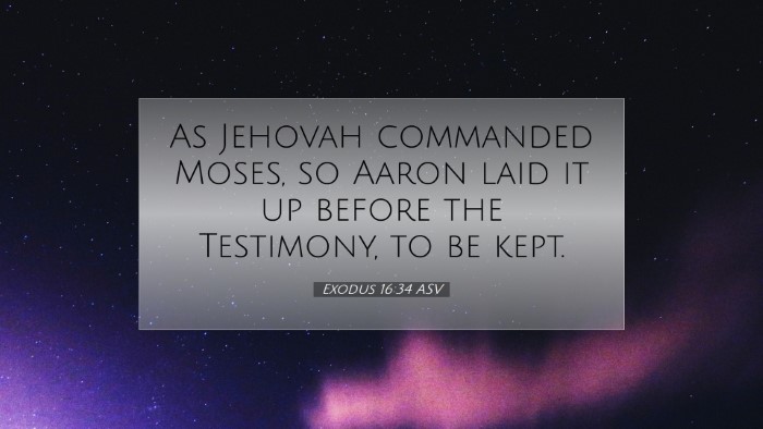 Picture 07 - Exodus 16:34 ASV Desktop Wallpaper - As Jehovah commanded Moses, so Aaron laid it up - Desktop Bible Verse Wallpaper