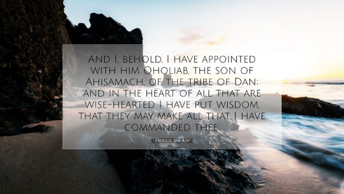 Picture 07 - Exodus 31:6 ASV Desktop Wallpaper - And I, behold, I have appointed with him Oholiab, - Desktop Bible Verse Wallpaper