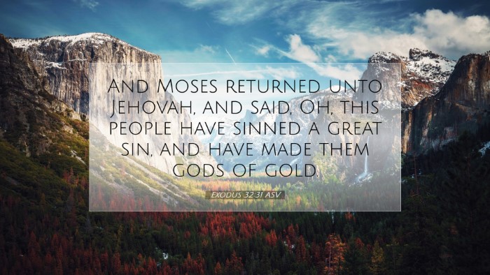 Picture 07 - Exodus 32:31 ASV Desktop Wallpaper - And Moses returned unto Jehovah, and said, Oh, - Desktop Bible Verse Wallpaper