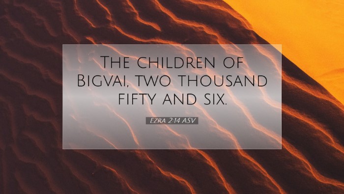 Picture 07 - Ezra 2:14 ASV Desktop Wallpaper - The children of Bigvai, two thousand fifty and - Desktop Bible Verse Wallpaper