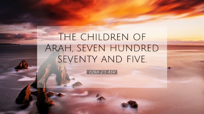 Picture 07 - Ezra 2:5 ASV Desktop Wallpaper - The children of Arah, seven hundred seventy and - Desktop Bible Verse Wallpaper