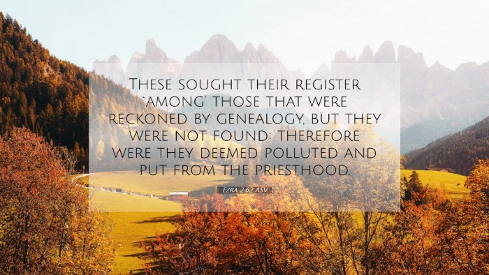 Picture 07 - Ezra 2:62 ASV Desktop Wallpaper - These sought their register `among' those that - Desktop Bible Verse Wallpaper