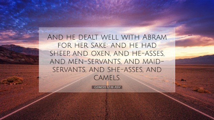 Picture 07 - Genesis 12:16 ASV Desktop Wallpaper - And he dealt well with Abram for her sake: and he - Desktop Bible Verse Wallpaper