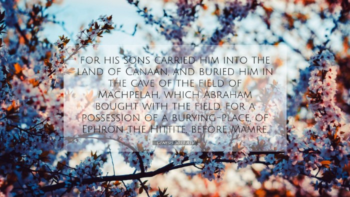 Picture 07 - Genesis 50:13 ASV Desktop Wallpaper - for his sons carried him into the land of Canaan, - Desktop Bible Verse Wallpaper