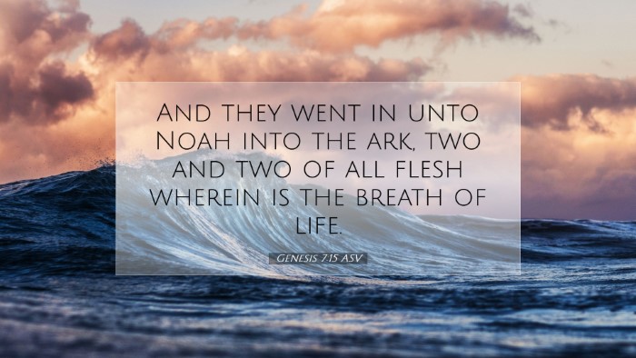 Picture 07 - Genesis 7:15 ASV Desktop Wallpaper - And they went in unto Noah into the ark, two and - Desktop Bible Verse Wallpaper