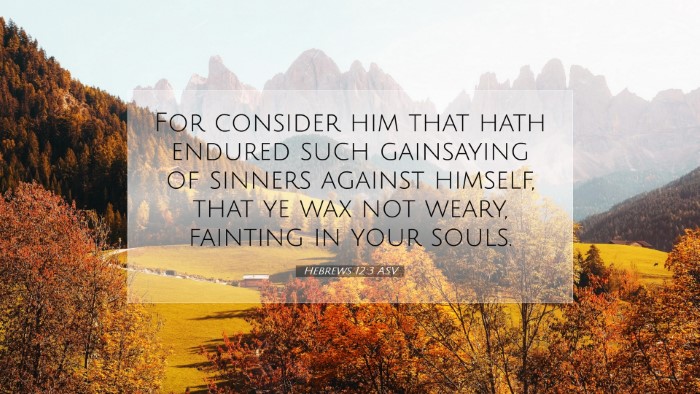 Picture 07 - Hebrews 12:3 ASV Desktop Wallpaper - For consider him that hath endured such - Desktop Bible Verse Wallpaper