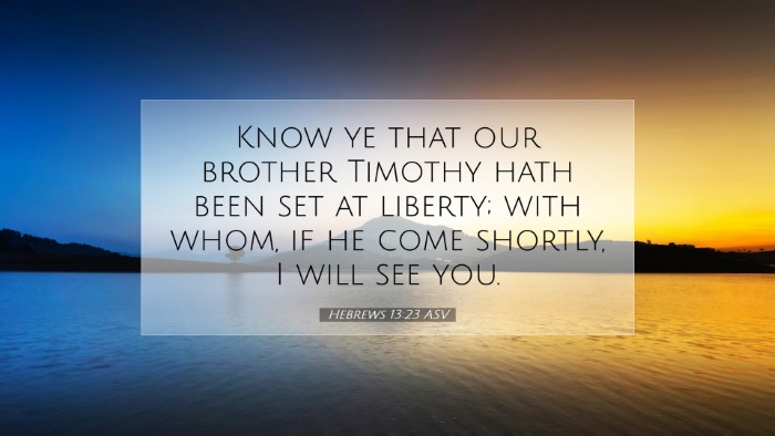 Picture 07 - Hebrews 13:23 ASV Desktop Wallpaper - Know ye that our brother Timothy hath been set at - Desktop Bible Verse Wallpaper