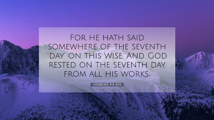 Picture 07 - Hebrews 4:4 ASV Desktop Wallpaper - For he hath said somewhere of the seventh `day' - Desktop Bible Verse Wallpaper