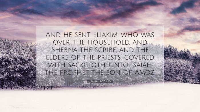 Picture 07 - Isaiah 37:2 ASV Desktop Wallpaper - And he sent Eliakim, who was over the household, - Desktop Bible Verse Wallpaper