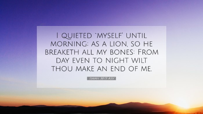 Picture 07 - Isaiah 38:13 ASV Desktop Wallpaper - I quieted `myself' until morning; as a lion, so - Desktop Bible Verse Wallpaper