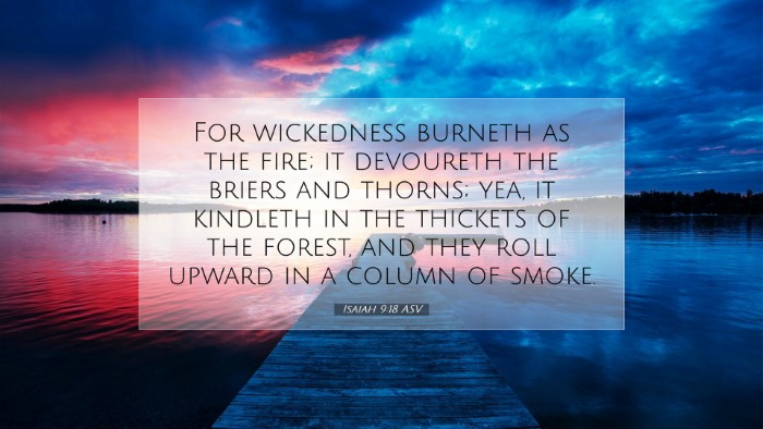 Picture 07 - Isaiah 9:18 ASV Desktop Wallpaper - For wickedness burneth as the fire; it devoureth - Desktop Bible Verse Wallpaper
