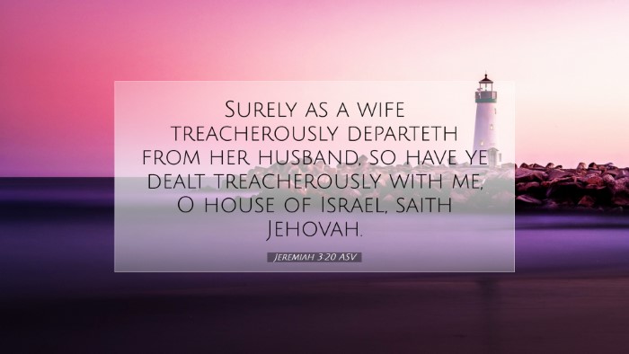 Picture 07 - Jeremiah 3:20 ASV Desktop Wallpaper - Surely as a wife treacherously departeth from her - Desktop Bible Verse Wallpaper